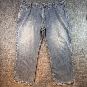 Vintage Carhartt Thrashed / Distressed Blue Denim Jeans Size 46x29